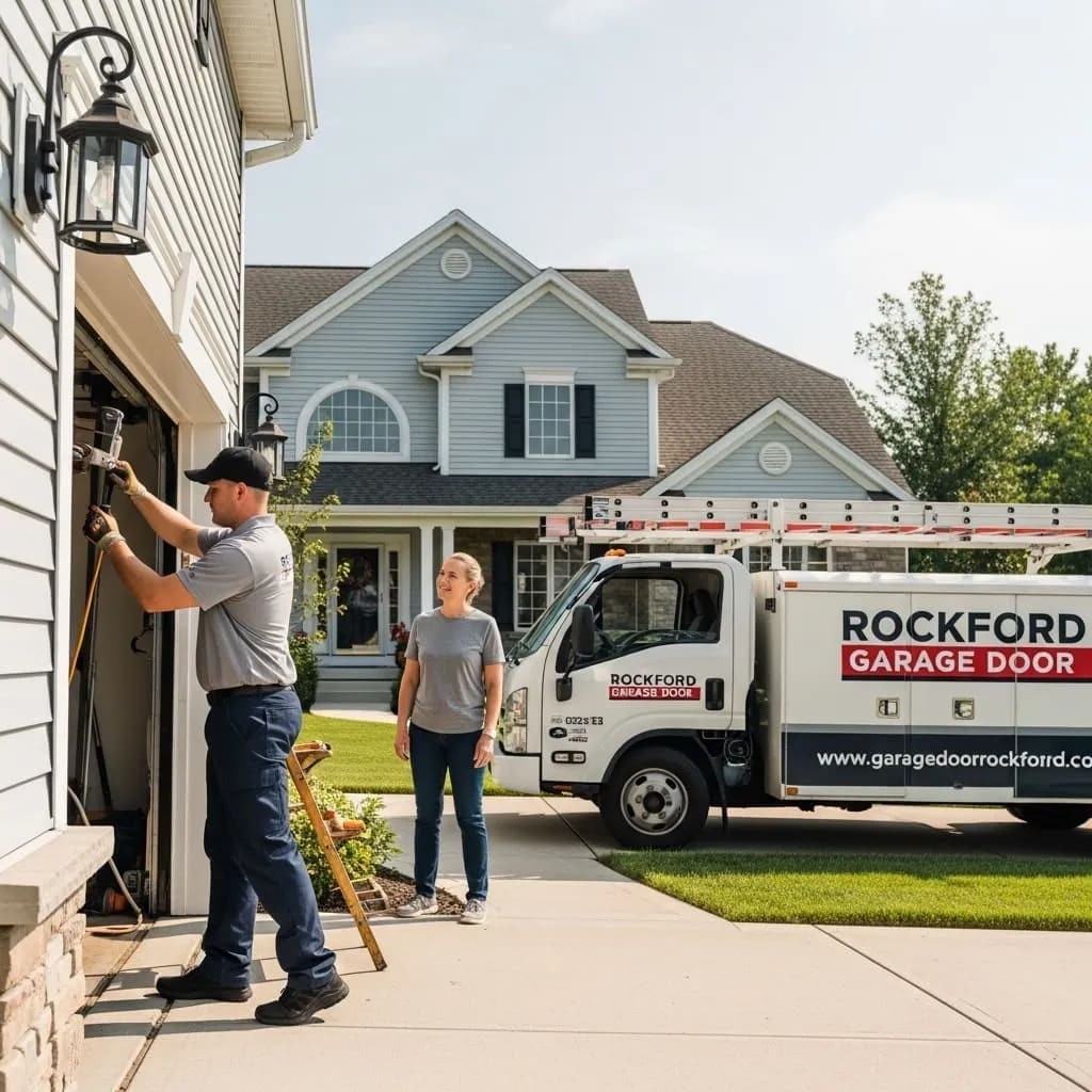 Residential garage door repair in Rockford Illinois by expert technicians providing same-day and emergency services